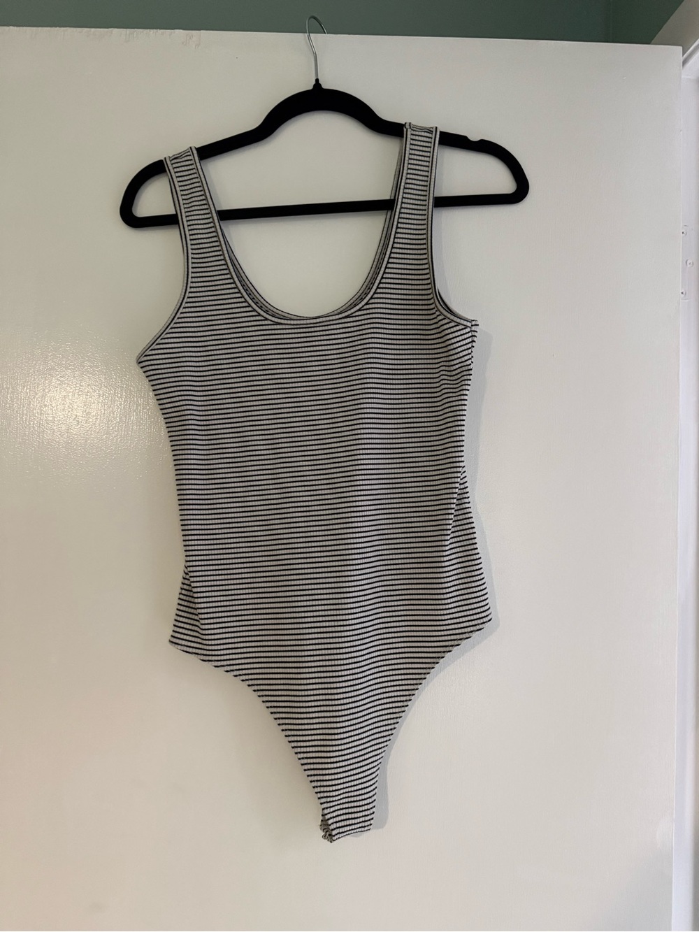 American Eagle Striped Tank Bodysuit in Black and White